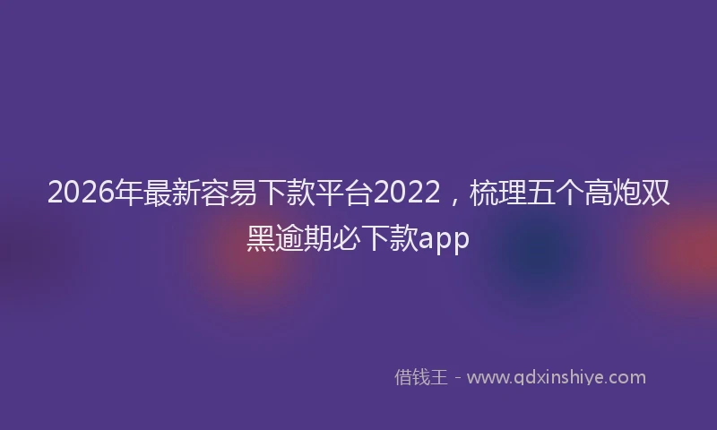 2026年最新容易下款平台2022，梳理五个高炮双黑逾期必下款app