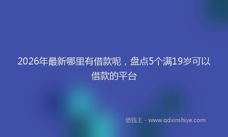 2026年最新哪里有借款呢，盘点5个满19岁可以借款的平台