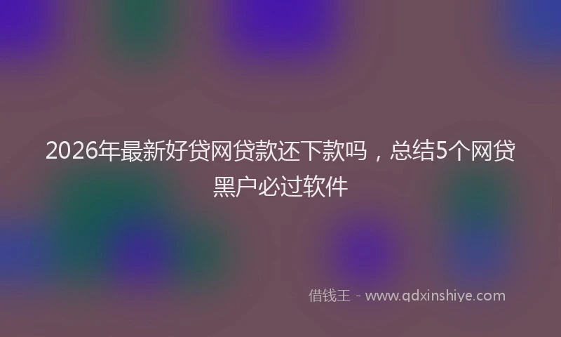 2026年最新好贷网贷款还下款吗，总结5个网贷黑户必过软件