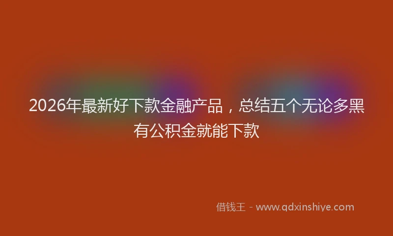 2026年最新好下款金融产品，总结五个无论多黑有公积金就能下款
