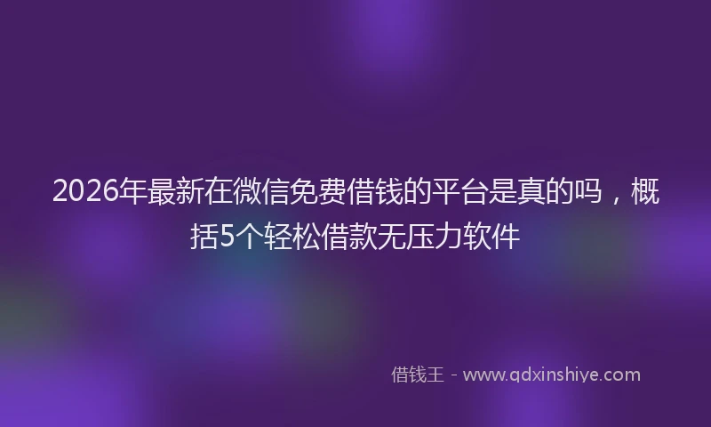 2026年最新在微信免费借钱的平台是真的吗,概括5个轻松借款无压力软件