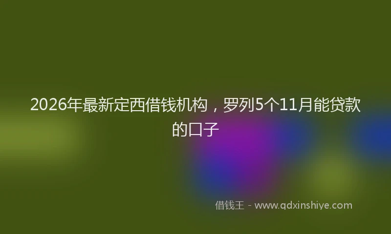 2026年最新定西借钱机构，罗列5个11月能贷款的口子
