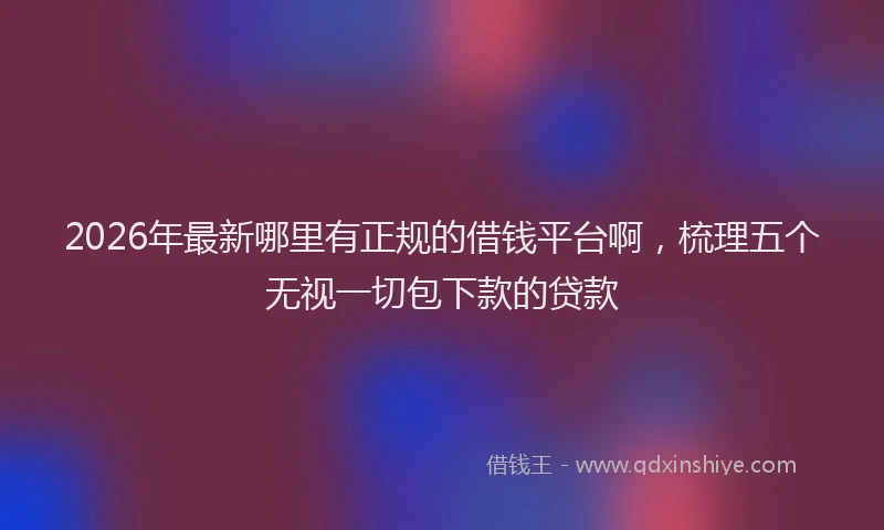 2026年最新哪里有正规的借钱平台啊,梳理五个无视一切包下款的贷款