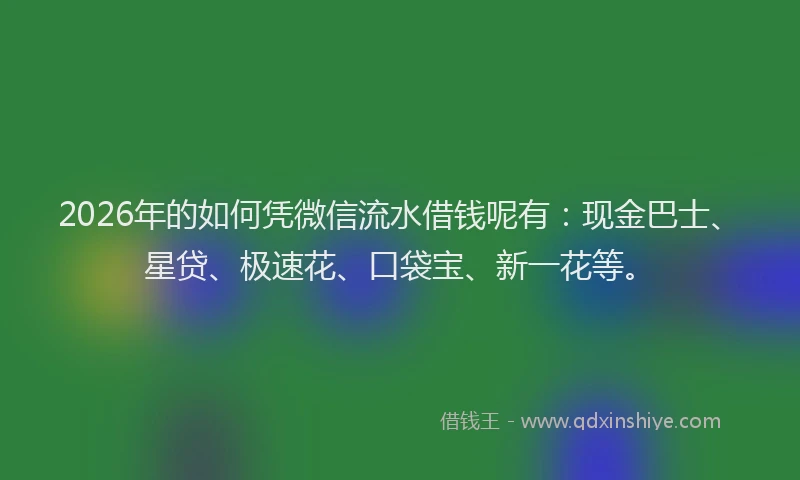 2026年的如何凭微信流水借钱呢有：现金巴士、星贷、极速花、口袋宝、新一花等。