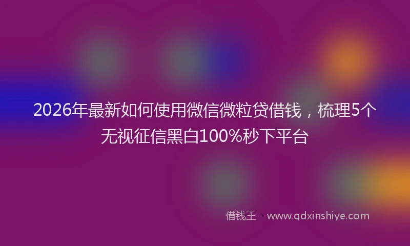 2026年最新如何使用微信微粒贷借钱，梳理5个无视征信黑白100%秒下平台