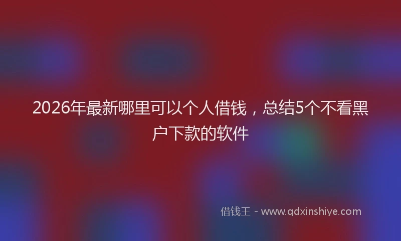 2026年最新哪里可以个人借钱，总结5个不看黑户下款的软件