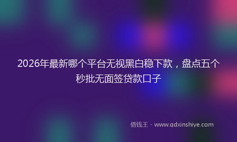 2026年最新哪个平台无视黑白稳下款，盘点五个秒批无面签贷款口子