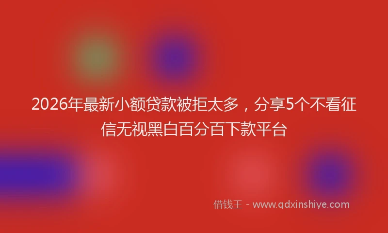 2026年最新小额贷款被拒太多，分享5个不看征信无视黑白百分百下款平台