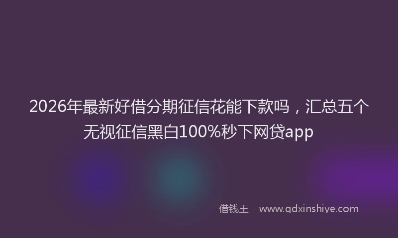 2026年最新好借分期征信花能下款吗，汇总五个无视征信黑白100%秒下网贷app