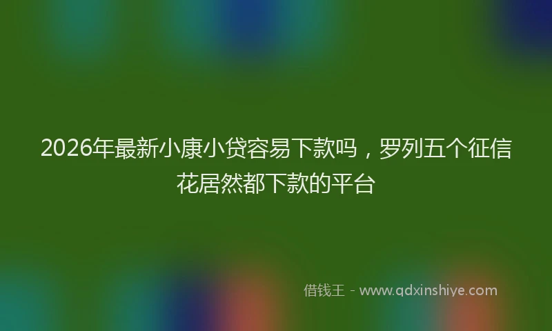 2026年最新小康小贷容易下款吗，罗列五个征信花居然都下款的平台