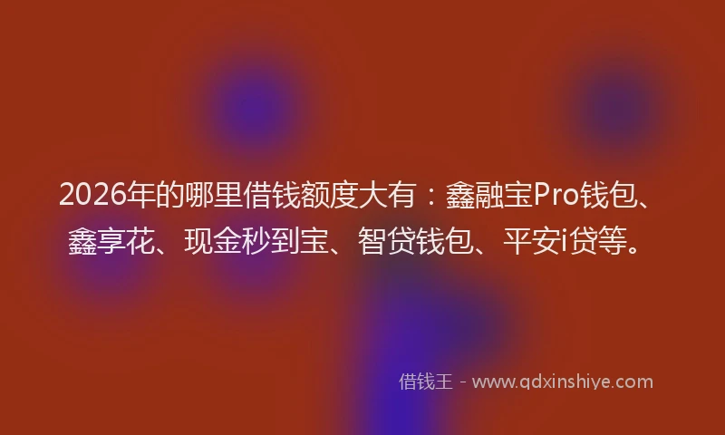 2026年的哪里借钱额度大有:鑫融宝Pro钱包、鑫享花、现金秒到宝、智贷钱包、平安i贷等。