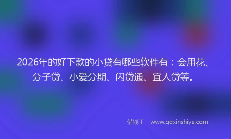 2026年的好下款的小贷有哪些软件有：会用花、分子贷、小爱分期、闪贷通、宜人贷等。