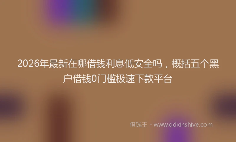 2026年最新在哪借钱利息低安全吗，概括五个黑户借钱0门槛极速下款平台