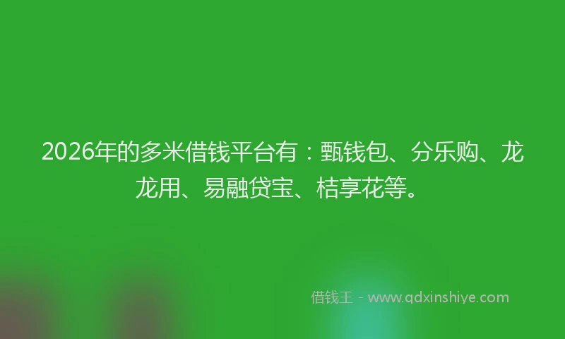 2026年的多米借钱平台有:甄钱包、分乐购、龙龙用、易融贷宝、桔享花等。
