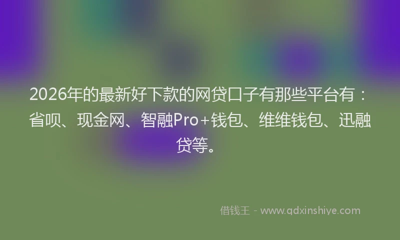 2026年的最新好下款的网贷口子有那些平台有：省呗、现金网、智融Pro+钱包、维维钱包、迅融贷等。