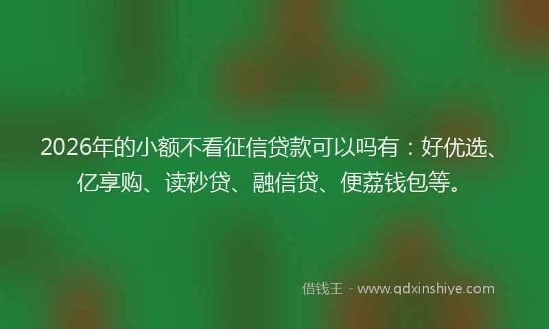 2026年的小额不看征信贷款可以吗有：好优选、亿享购、读秒贷、融信贷、便荔钱包等。