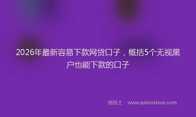 2026年最新容易下款网贷口子，概括5个无视黑户也能下款的口子