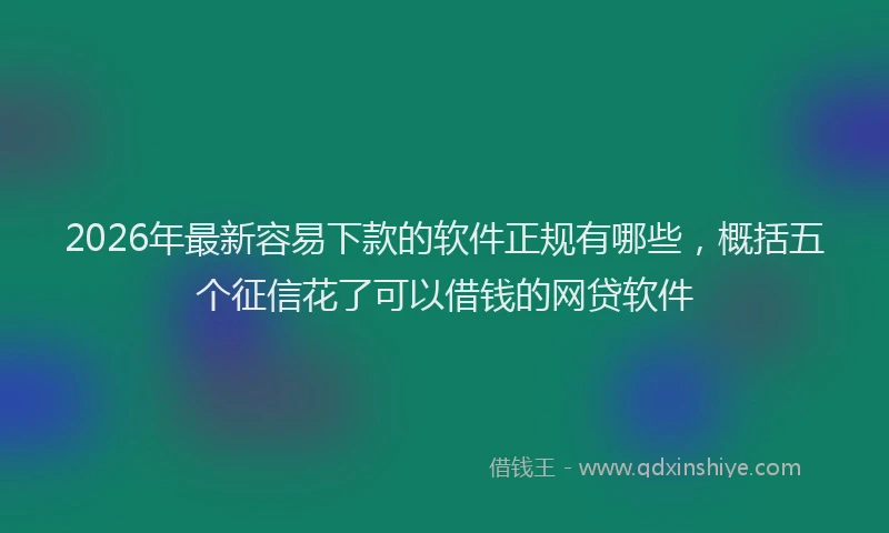 2026年最新容易下款的软件正规有哪些，概括五个征信花了可以借钱的网贷软件