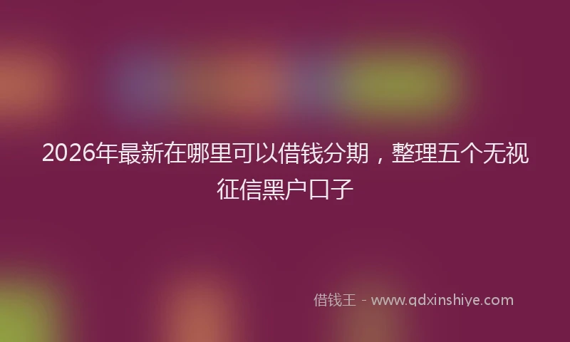 2026年最新在哪里可以借钱分期，整理五个无视征信黑户口子