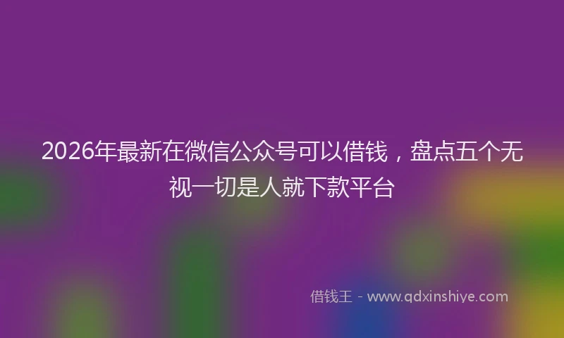 2026年最新在微信公众号可以借钱，盘点五个无视一切是人就下款平台