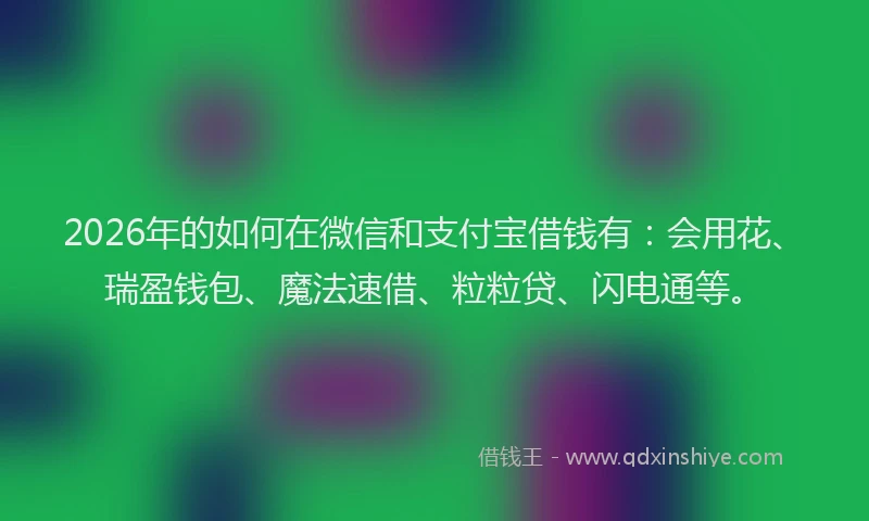 2026年的如何在微信和支付宝借钱有：会用花、瑞盈钱包、魔法速借、粒粒贷、闪电通等。