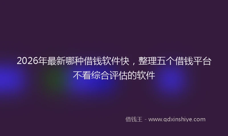 2026年最新哪种借钱软件快，整理五个借钱平台不看综合评估的软件