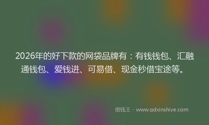 2026年的好下款的网袋品牌有：有钱钱包、汇融通钱包、爱钱进、可易借、现金秒借宝途等。