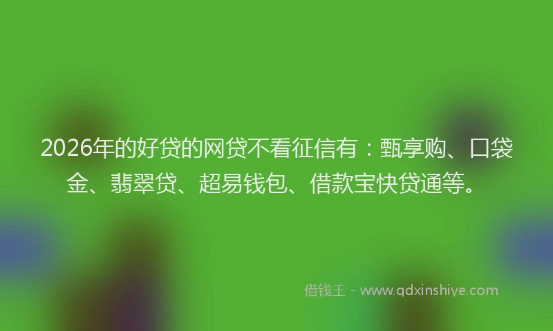2026年的好贷的网贷不看征信有：甄享购、口袋金、翡翠贷、超易钱包、借款宝快贷通等。