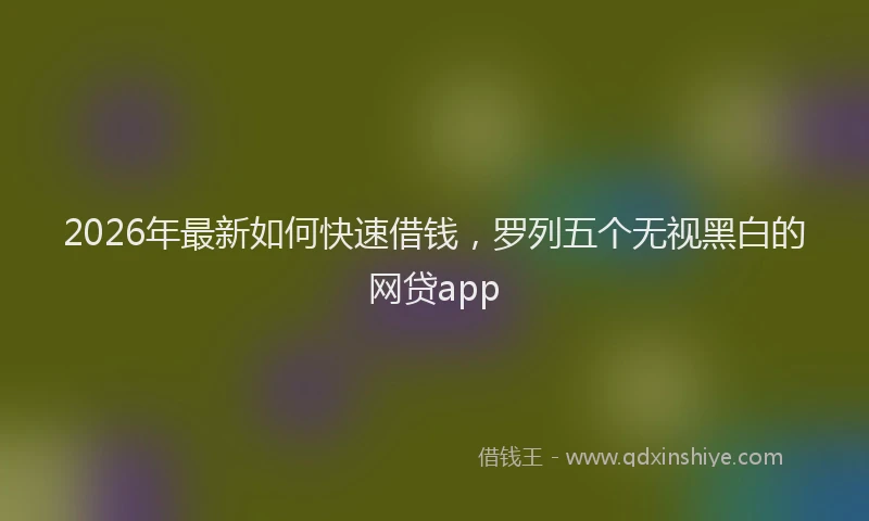 2026年最新如何快速借钱，罗列五个无视黑白的网贷app