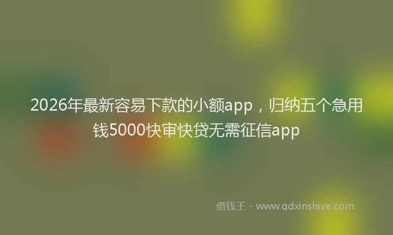 2026年最新容易下款的小额app，归纳五个急用钱5000快审快贷无需征信app