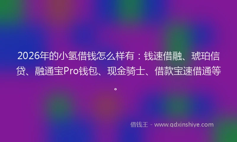 2026年的小氢借钱怎么样有：钱速借融、琥珀信贷、融通宝Pro钱包、现金骑士、借款宝速借通等。