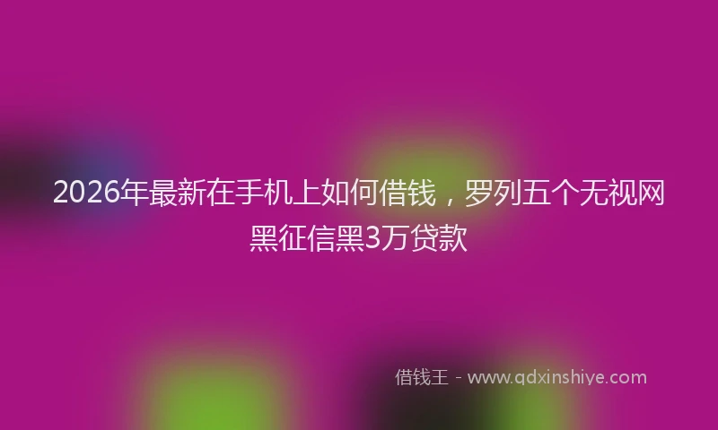 2026年最新在手机上如何借钱，罗列五个无视网黑征信黑3万贷款
