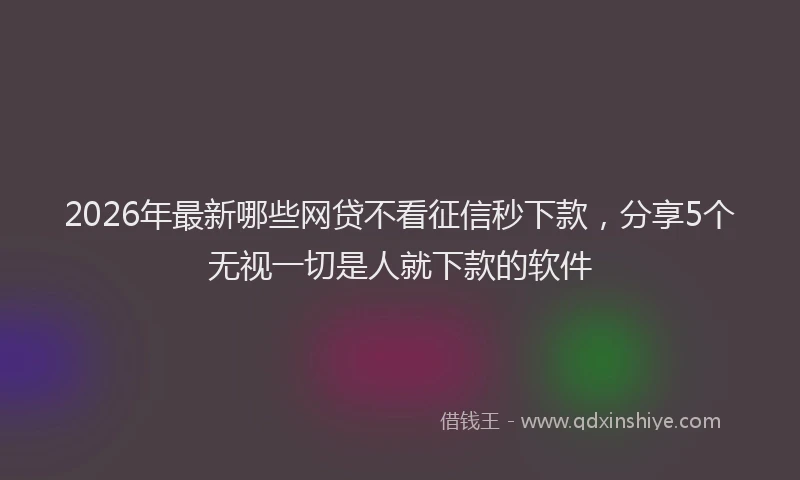 2026年最新哪些网贷不看征信秒下款，分享5个无视一切是人就下款的软件