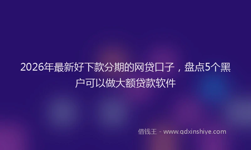 2026年最新好下款分期的网贷口子，盘点5个黑户可以做大额贷款软件