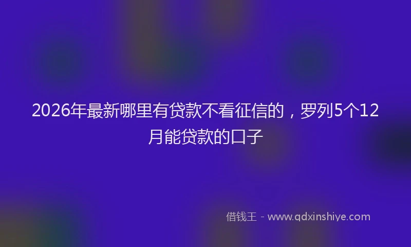 2026年最新哪里有贷款不看征信的,罗列5个12月能贷款的口子