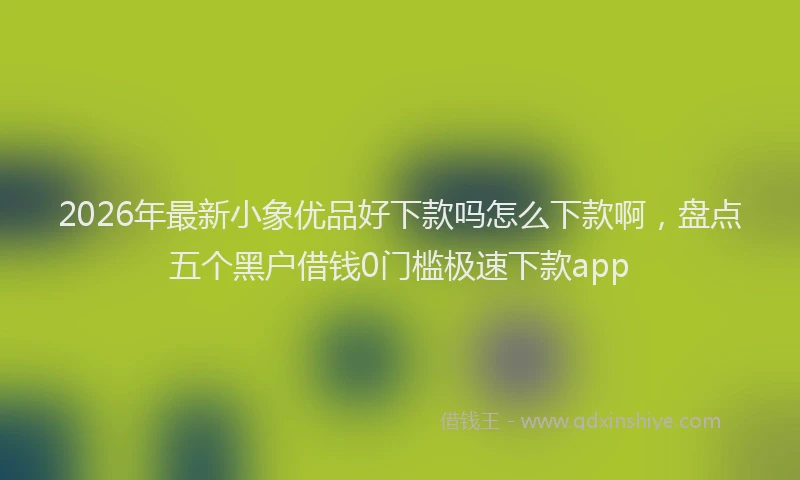 2026年最新小象优品好下款吗怎么下款啊，盘点五个黑户借钱0门槛极速下款app