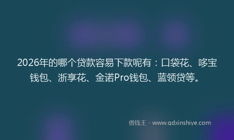 2026年的哪个贷款容易下款呢有:口袋花、哆宝钱包、浙享花、金诺Pro钱包、蓝领贷等。