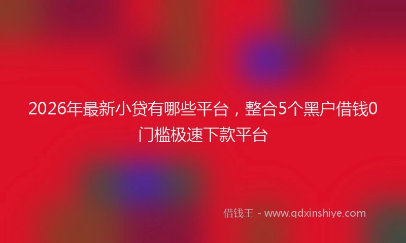 2026年最新小贷有哪些平台，整合5个黑户借钱0门槛极速下款平台