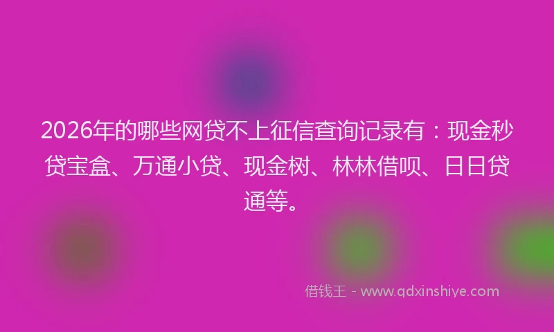 2026年的哪些网贷不上征信查询记录有:现金秒贷宝盒、万通小贷、现金树、林林借呗、日日贷通等。