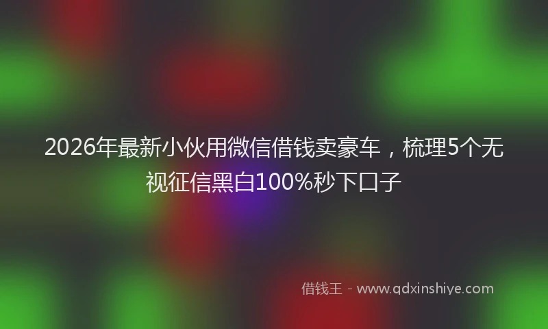 2026年最新小伙用微信借钱卖豪车，梳理5个无视征信黑白100%秒下口子
