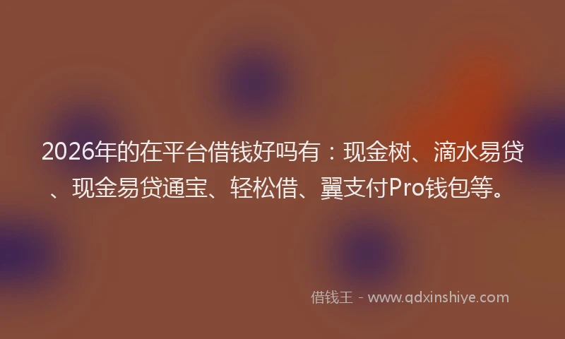 2026年的在平台借钱好吗有：现金树、滴水易贷、现金易贷通宝、轻松借、翼支付Pro钱包等。