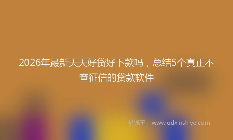 2026年最新天天好贷好下款吗,总结5个真正不查征信的贷款软件
