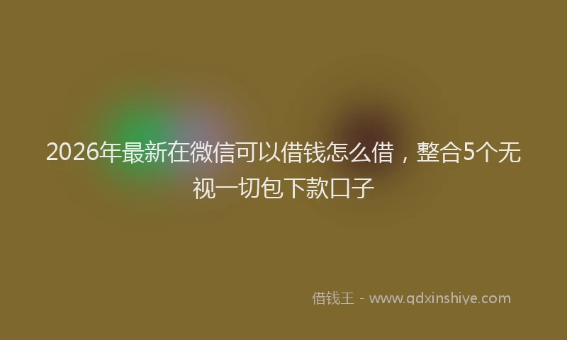 2026年最新在微信可以借钱怎么借，整合5个无视一切包下款口子