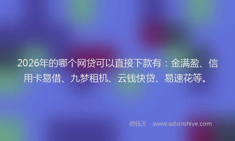 2026年的哪个网贷可以直接下款有：金满盈、信用卡易借、九梦租机、云钱快贷、易速花等。
