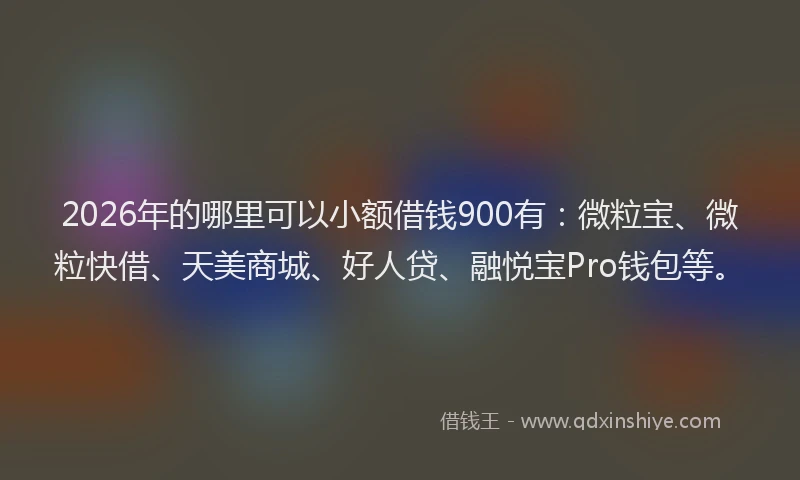 2026年的哪里可以小额借钱900有：微粒宝、微粒快借、天美商城、好人贷、融悦宝Pro钱包等。