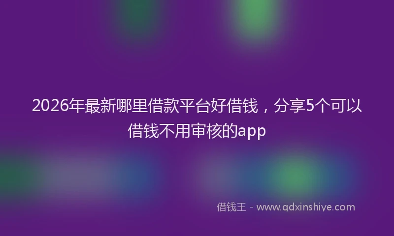 2026年最新哪里借款平台好借钱,分享5个可以借钱不用审核的app
