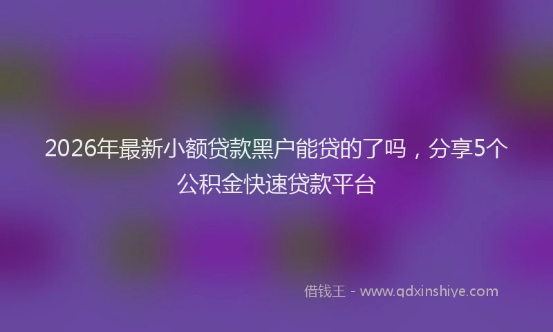 2026年最新小额贷款黑户能贷的了吗，分享5个公积金快速贷款平台