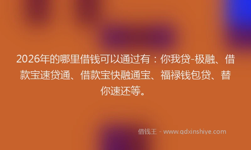 2026年的哪里借钱可以通过有：你我贷-极融、借款宝速贷通、借款宝快融通宝、福禄钱包贷、替你速还等。