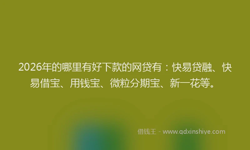 2026年的哪里有好下款的网贷有:快易贷融、快易借宝、用钱宝、微粒分期宝、新一花等。