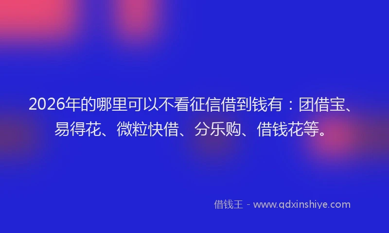 2026年的哪里可以不看征信借到钱有:团借宝、易得花、微粒快借、分乐购、借钱花等。